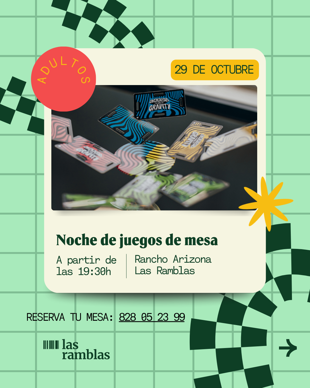 Noche de juegos de mesa para adultos en Rancho Arizona, 29 de octubre